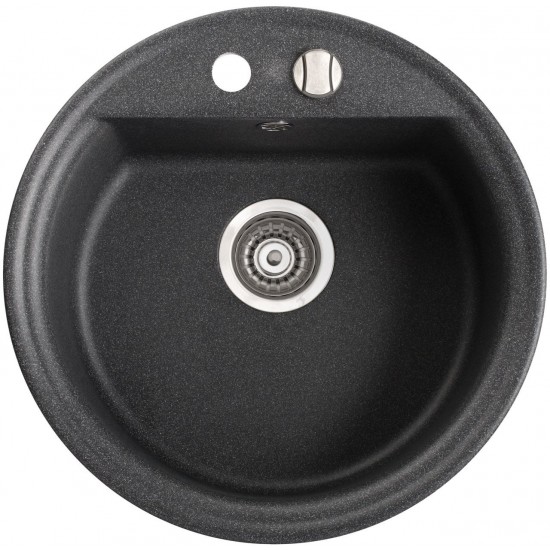 Marmorin Tanat 500 Granit Evye 1 Gözlü Damlalıksız Tezgah Üstü Yuvarlar Siyah