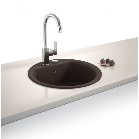 Marmorin Tanat 500 Granit Evye 1 Gözlü Damlalıksız Tezgah Üstü Yuvarlar Siyah