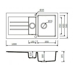 Marmorin Tellur 1000 Granit Evye 1,5 Gözlü Evye Damlalıklı Tezgah Üstü Kahverengi 