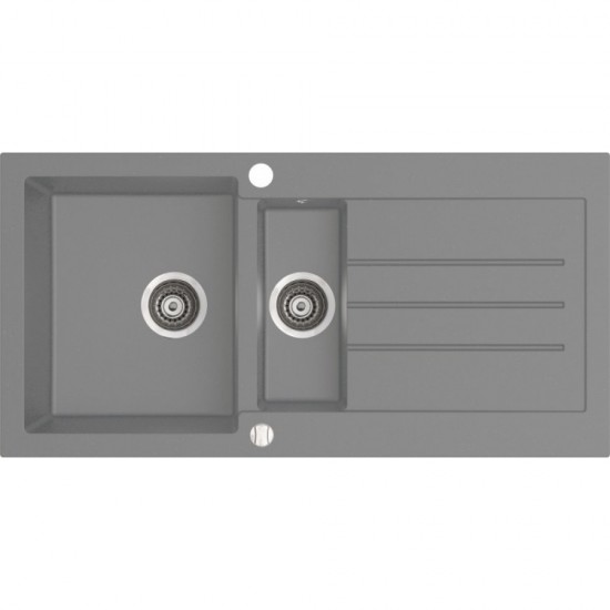 Marmorin Tellur 1000 Granit Evye 1,5 Gözlü Evye Damlalıklı Tezgah Üstü Stone Grey