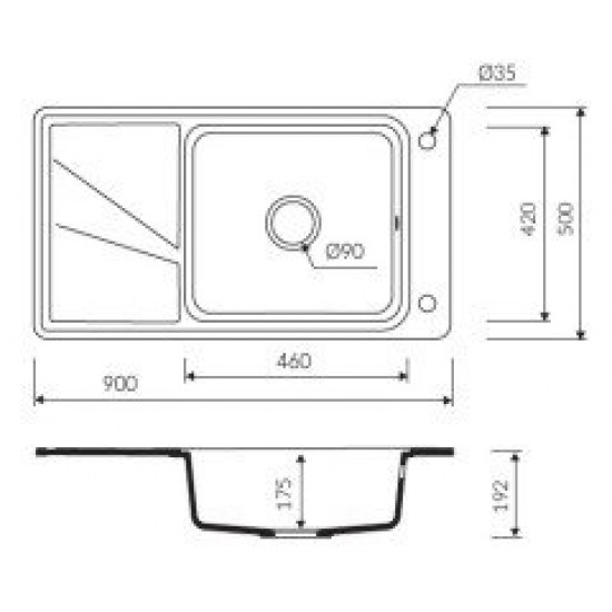Marmorin Torro 900 Granit Evye 1 Gözlü Damlalıklı Tezgah Üstü Evye