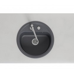 Marmorin Vask 450 Granit Evye 1 Gözlü Damlalıksız tezgah üstü Yuvarlak  Siyah