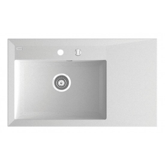 Marmorin İvo 843 Granit Evye 1 Gözlü Damlalıklı Tezgaha Sifir Beyaz