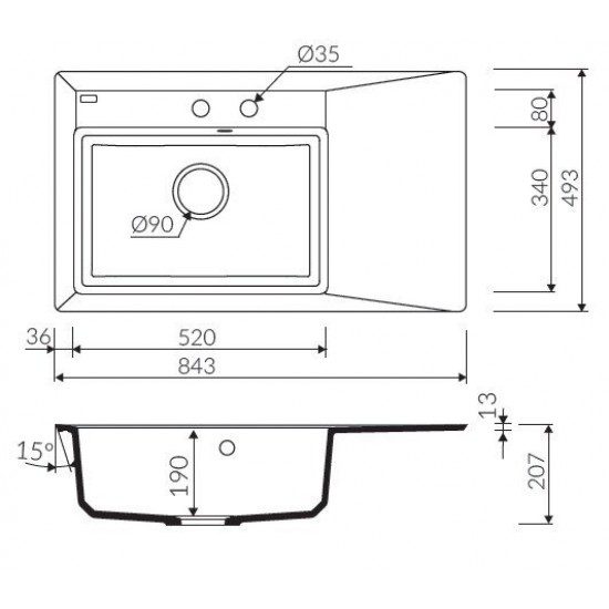 Marmorin İvo 843 Granit Evye 1 Gözlü Damlalıklı Tezgaha Sifir Beyaz