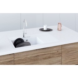 Marmorin İvo 850 Tezgah Üstü Evye 1 Gözlü Damlalıklı Tezgah Üstü Beyaz