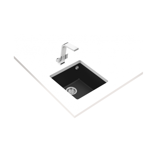 Teka SQUARE 40.40 TG Tek Hazneli Tezgah Altı Damlalıksız Black / Siyah Granit Evye - 115230025