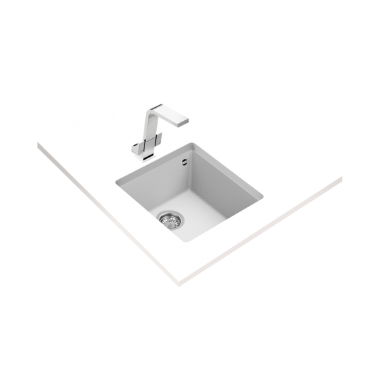 Teka SQUARE 40.40 TG Tek Hazneli Tezgah Altı Damlalıksız White / Beyaz Granit Evye - 115230029