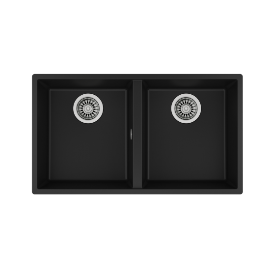 Teka SQUARE 760 TG 2 Gözlü  Tezgahaltı Damlalıksız Granit Black / Siyah Eviye  - 115260024