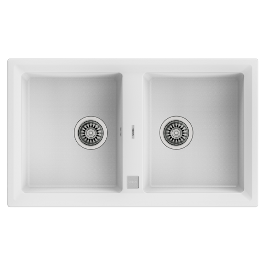 Teka STONE 90 B-TG Çift Hazneli Tegranite Tezgah üstü Granit White / Beyaz Eviye - 115260005