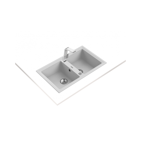Teka STONE 90 B-TG Çift Hazneli Tegranite Tezgah üstü Granit White / Beyaz Eviye - 115260005
